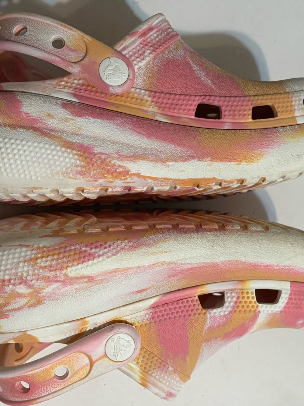 CROCS Kids' Pink, Peach & White Tie-Dye Clog - Picture 9 of 9